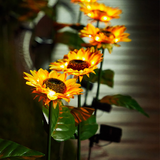 Luminária Solar de Girassol para Jardim – LED Impermeável com 3 Flores