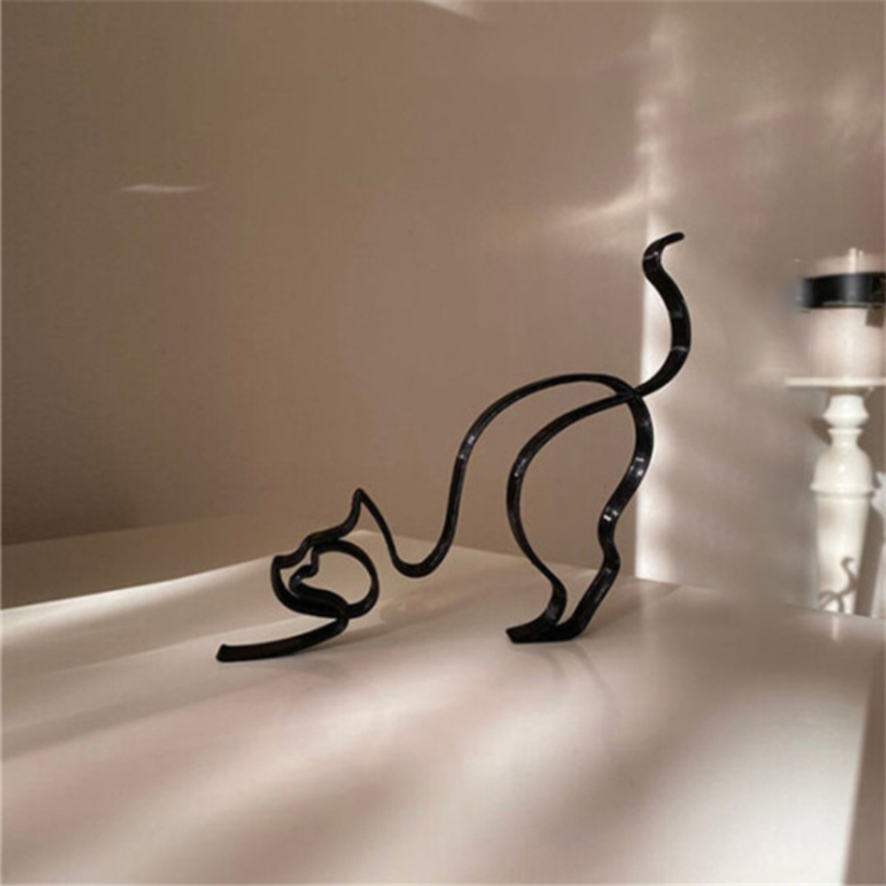 Escultura Minimalista de Animal em Arame de Ferro – Gato, Corgi, Chihuahua e Bulldog