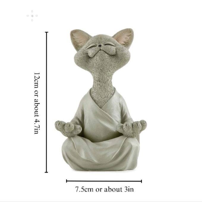 Estátua Decorativa de Gato Meditando – Paz e Serenidade para seu Lar
