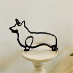 Escultura Minimalista de Animal em Arame de Ferro – Gato, Corgi, Chihuahua e Bulldog