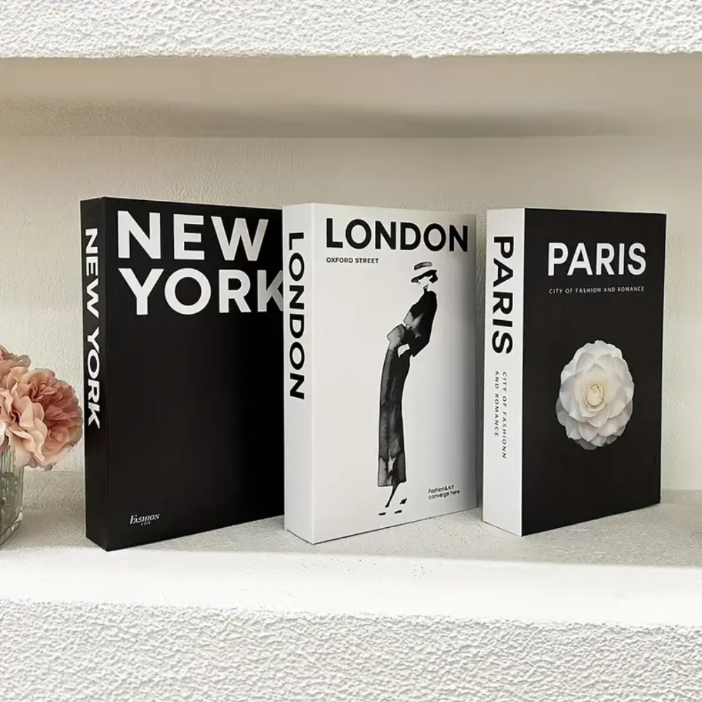 Kit 3 Livros Decorativos Faux – New York, London e Paris