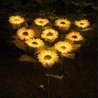 Luminária Solar de Girassol para Jardim – LED Impermeável com 3 Flores
