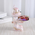 Escultura Urso Graffiti Art com Bandeja em Aço Inox – Peça Única de Design 20cm