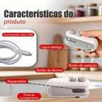 Mini Selador de Sacos para Plásticos e Lanches - 2 em 1