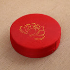 Almofada de Meditação em Linho com Bordado de Lótus – Tatami 40x6cm Lavável