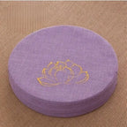 Almofada de Meditação em Linho com Bordado de Lótus – Tatami 40x6cm Lavável