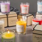 Vela Aromática de Cera de Soja em Copo de Vidro – 8 Fragrâncias