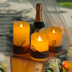 Kit 3 Velas LED com Chama Dançante – Sem Fio, com Corda Rústica Decorativa