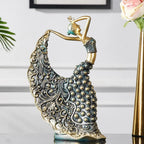 Escultura Decorativa Dançarina Pavão em Cerâmica – Arte Abstrata de Luxo 28,5cm