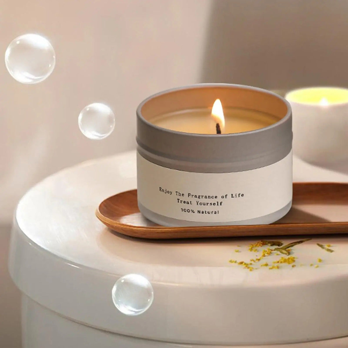 Vela Aromática em Lata com Tampa – Cera de Soja com Pavio Natural