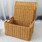 Cesta de Vime com Tampa – Organizador Natural para Quarto, Banheiro e Cozinha