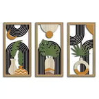 Kit 3 Quadros de Parede em Madeira Oca Estilo Boho