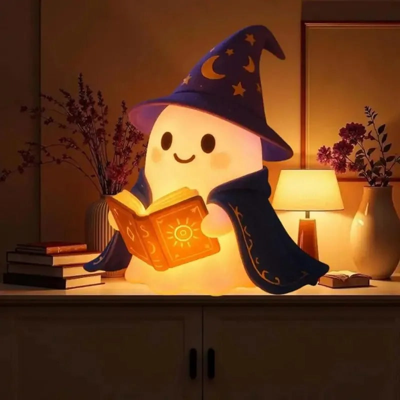 Luminária Noturna Fantasminha Lendo Livro – LED Decorativa para Quarto e Festas