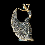 Escultura Decorativa Dançarina Pavão em Cerâmica – Arte Abstrata de Luxo 28,5cm
