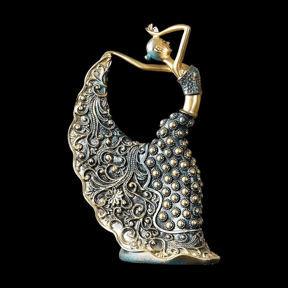 Escultura Decorativa Dançarina Pavão em Cerâmica – Arte Abstrata de Luxo 28,5cm