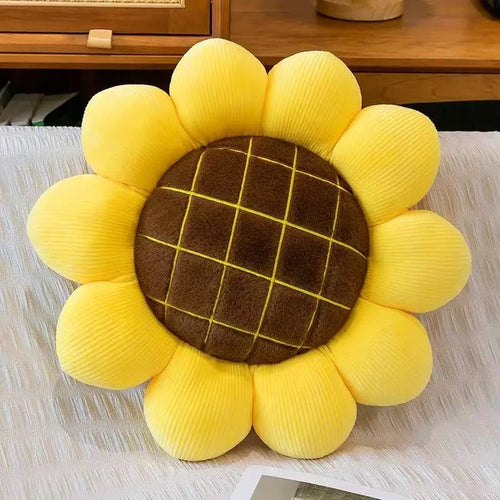 Almofada de Pelúcia em Formato de Girassol – Decorativa e de Assento