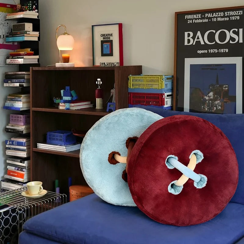 Almofada Decorativa Redonda em Formato de Botão – Macia e Divertida 40cm