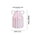 Vaso de Cerâmica Listrado com Alças Duplas – Estilo Nórdico Moderno 16cm