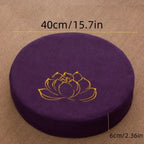 Almofada de Meditação em Linho com Bordado de Lótus – Tatami 40x6cm Lavável