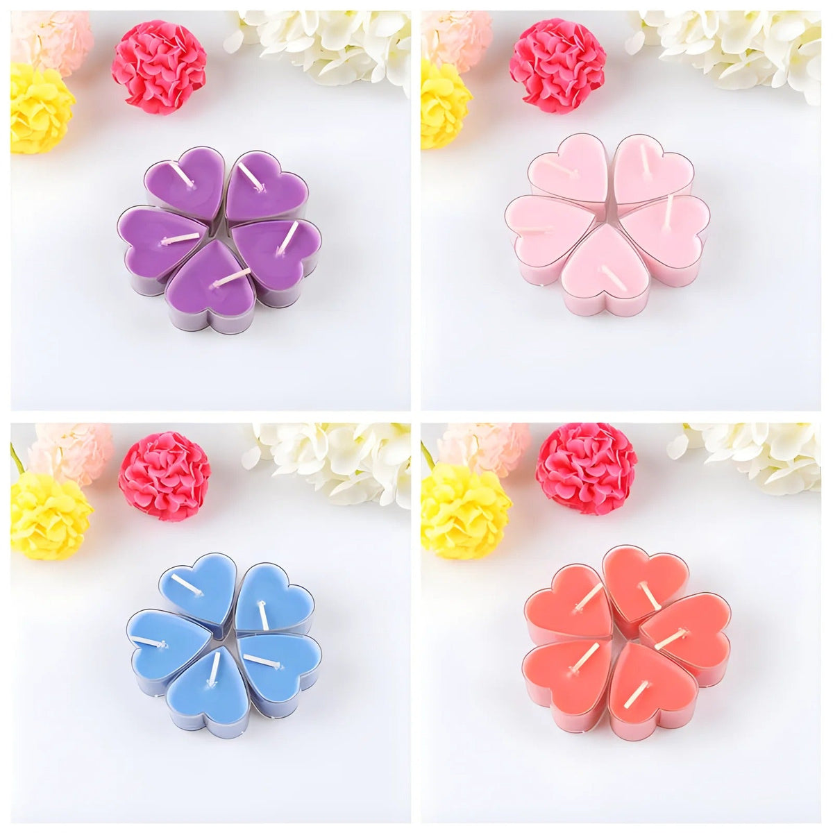 Kit 9 Velas Aromáticas em Formato de Flor – Sem Fumaça para Decoração e Presentes