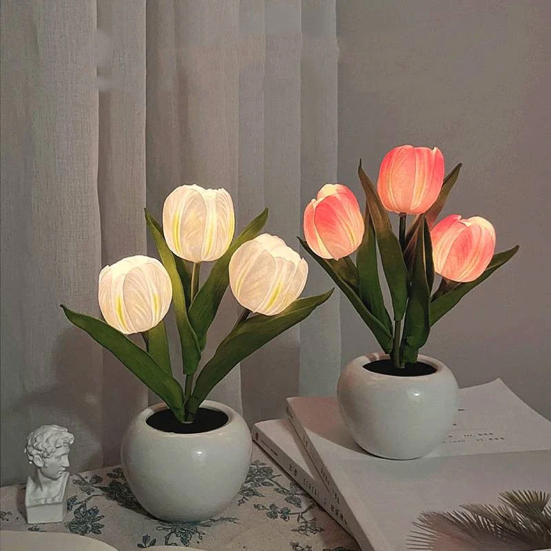 Luminária LED Tulipa Decorativa Luz Noturna para Quarto e Sala