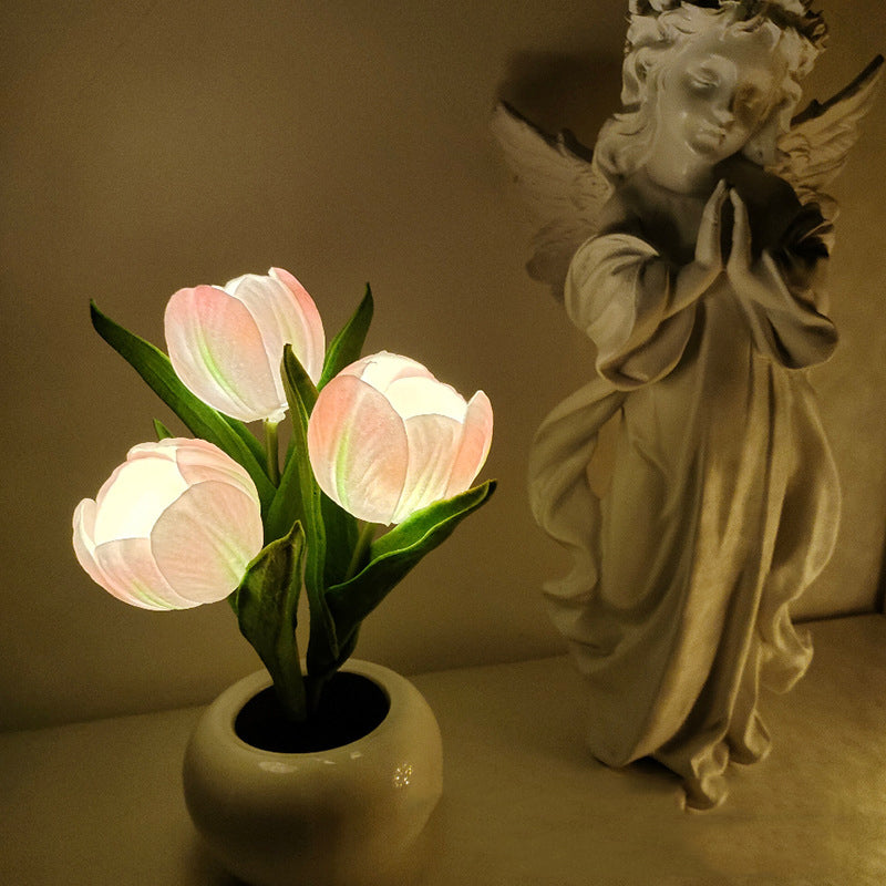 Luminária LED Tulipa Decorativa Luz Noturna para Quarto e Sala