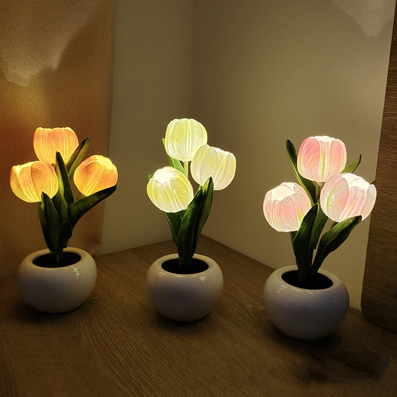 Luminária LED Tulipa Decorativa Luz Noturna para Quarto e Sala