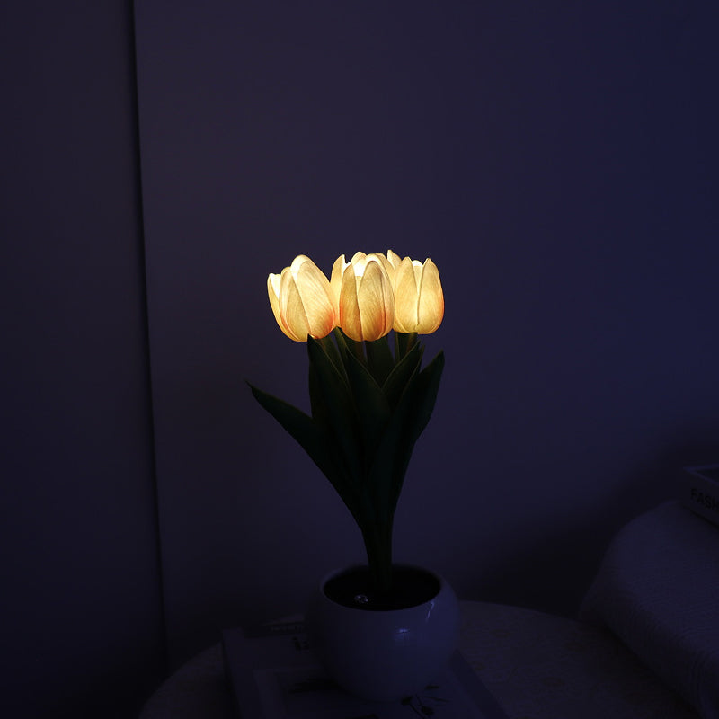 Luminária LED Tulipa Decorativa Luz Noturna para Quarto e Sala