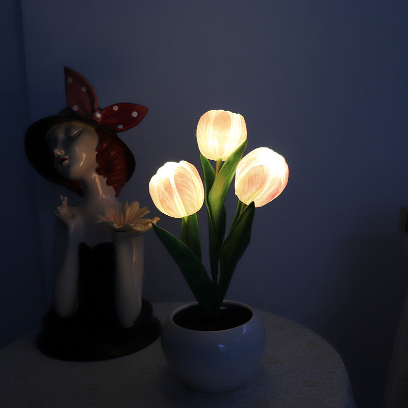 Luminária LED Tulipa Decorativa Luz Noturna para Quarto e Sala