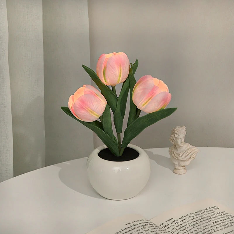 Luminária LED Tulipa Decorativa Luz Noturna para Quarto e Sala