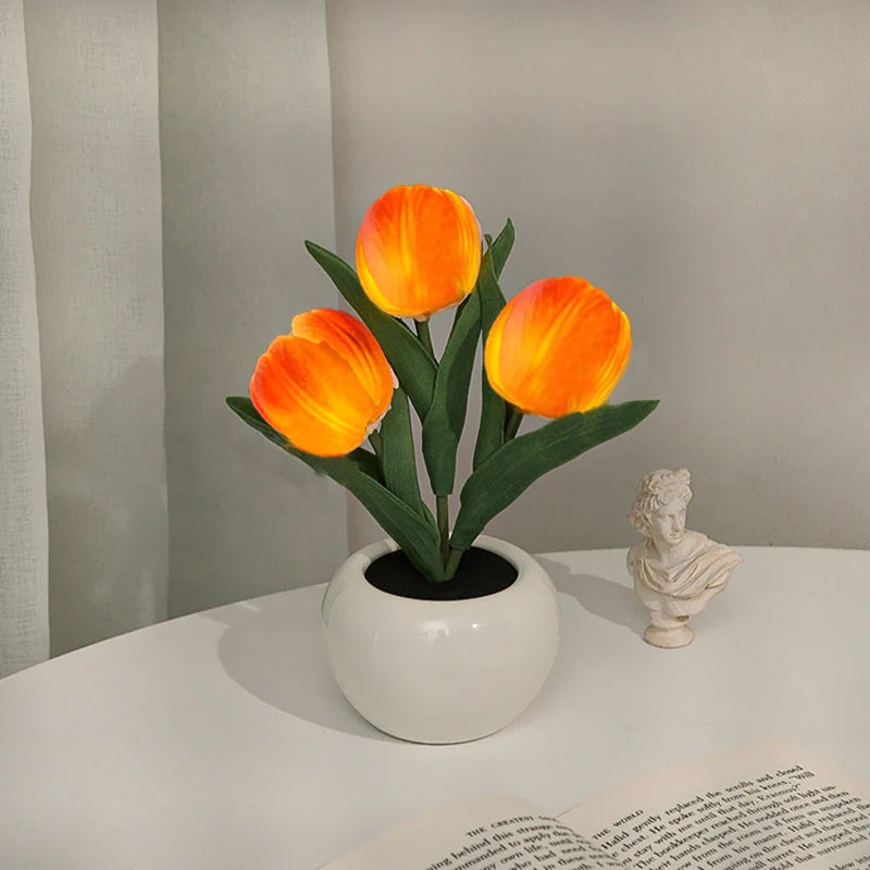 Luminária LED Tulipa Decorativa Luz Noturna para Quarto e Sala