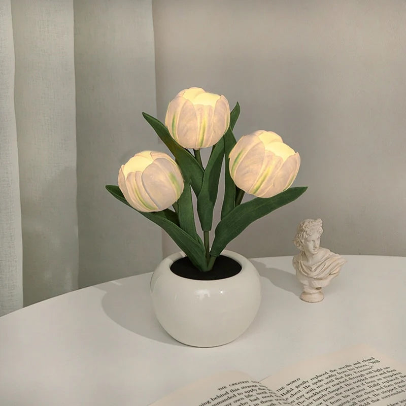 Luminária LED Tulipa Decorativa Luz Noturna para Quarto e Sala