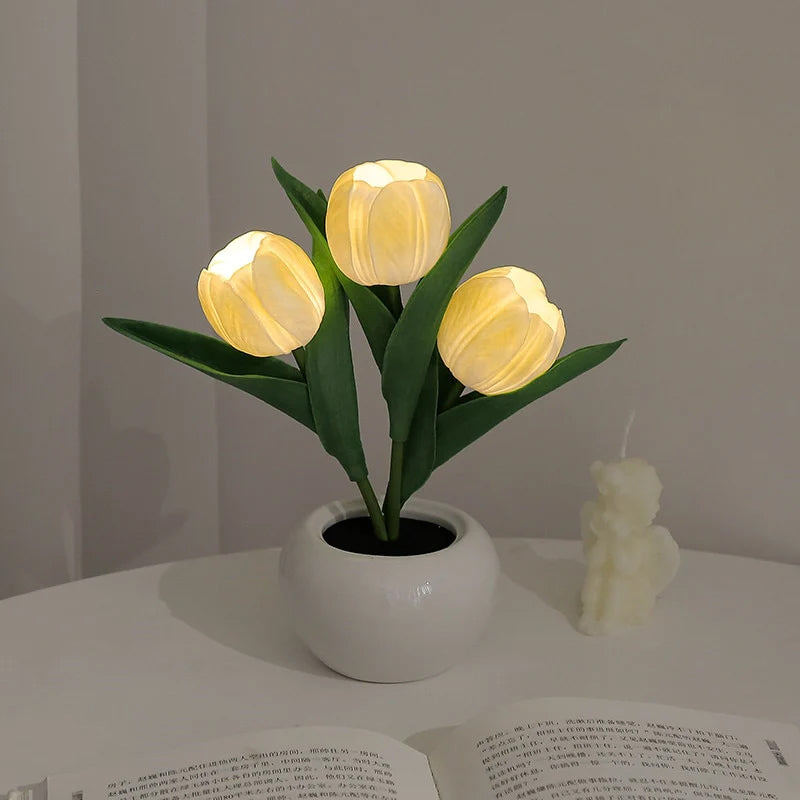 Luminária LED Tulipa Decorativa Luz Noturna para Quarto e Sala